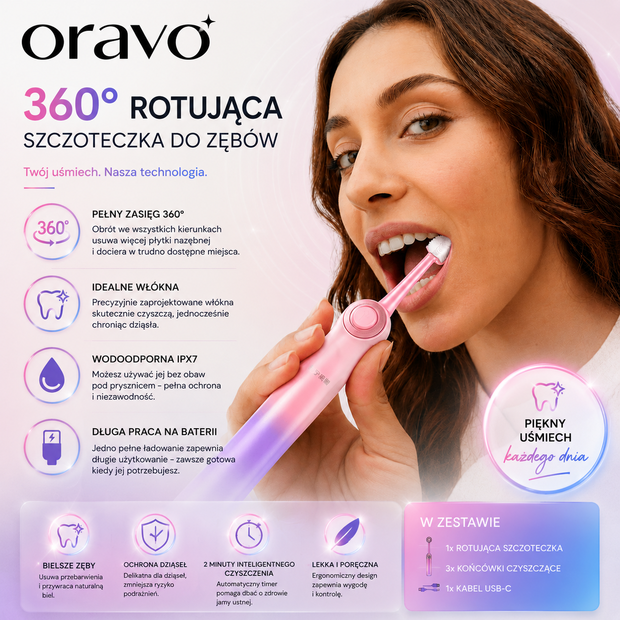 Oravo™ Szczoteczka Rotująca o 360°